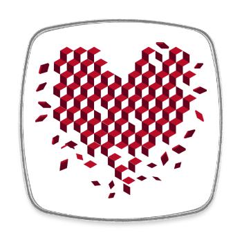 Geometric heart made of red cubes - Square fridge magnet - white - Front