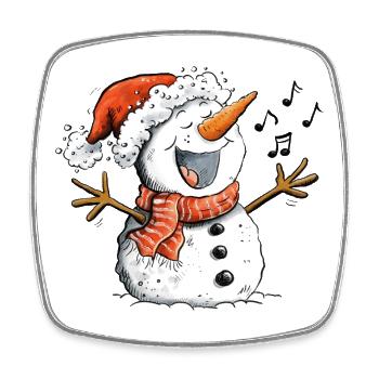 Singender Schneemann Weihnachtsmotiv Weihnachten - Viereckiger Kühlschrankmagnet - Weiß - Vorne