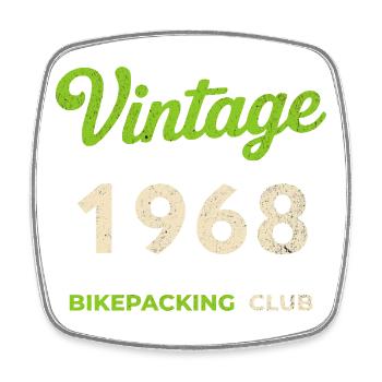 Vintage 1968 – Bikepacking Club Retro Birth Year - Square fridge magnet - white - Front