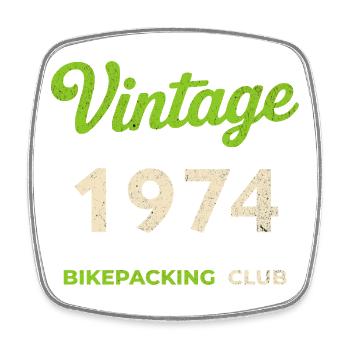 Vintage 1974 – Bikepacking Club Retro Birth Year - Square fridge magnet - white - Front