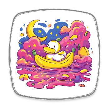 Moonlit Night Ducky on Banana - Square fridge magnet - white - Front