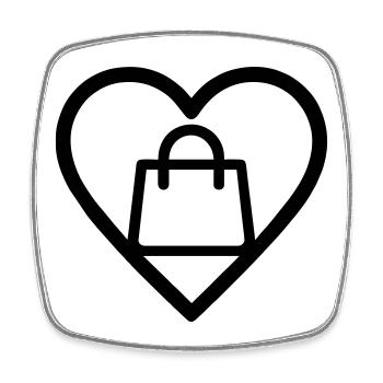 Heart + Shopping – Shopping Lover - Square fridge magnet - white - Front