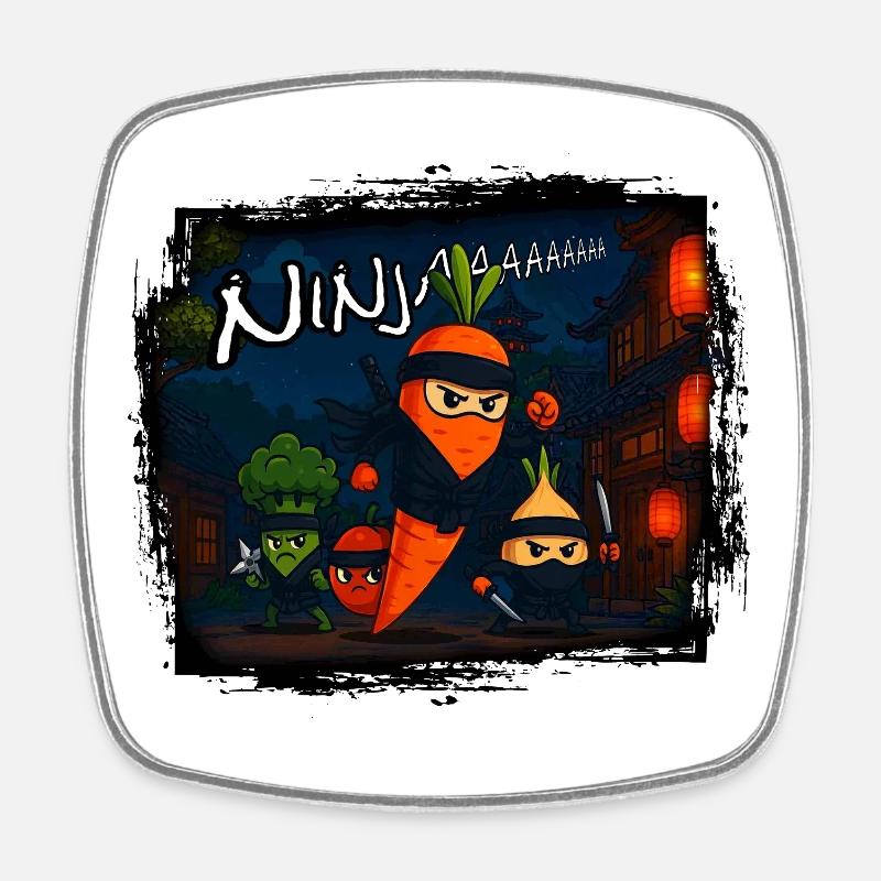 Carrot Ninja - Viereckiger Kühlschrankmagnet - Weiß
