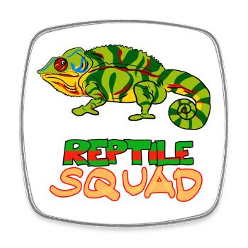 Reptile Squad Bunte Chamäleon-Kunst - Viereckiger Kühlschrankmagnet - Weiß - Vorne