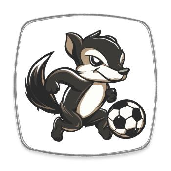 Stinktier mit Fußball Cartoon - Viereckiger Kühlschrankmagnet - Weiß - Vorne