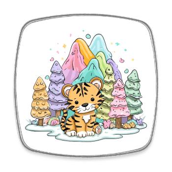 Bébé tigre dans le pays arc-en-ciel - Magnet carré - blanc - Devant