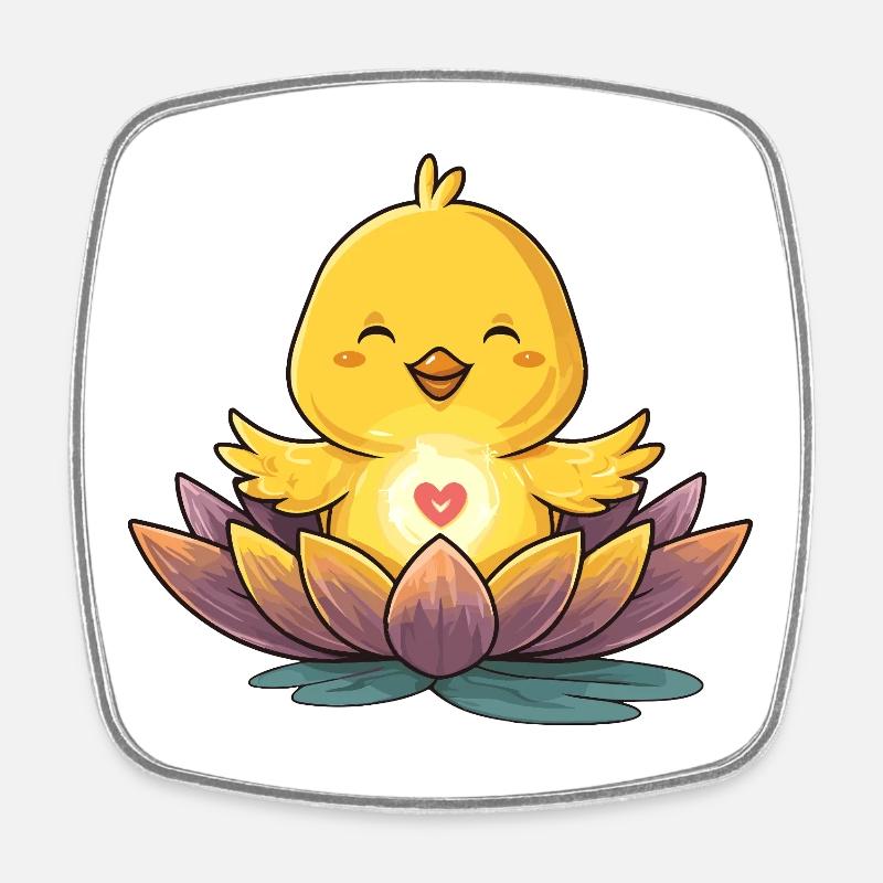 Lotus Chick Heart Light - Square fridge magnet - white