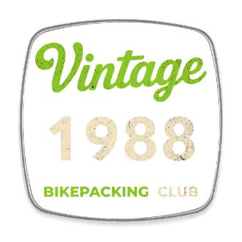 Vintage 1988 – Bikepacking Club Retro Birth Year - Square fridge magnet - white - Front