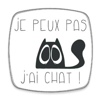 Je peux pas j'ai chat triste - Magnet carré - blanc - Devant