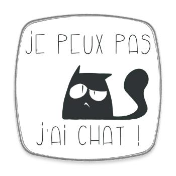 Je peux pas j'ai chat interrogateur - Magnet carré - blanc - Devant