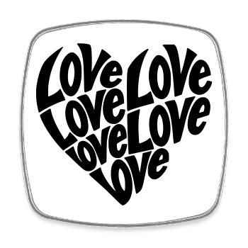Typographie de forme de cœur d’amour - Variable de couleur - Magnet carré - blanc - Devant