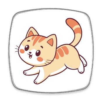 Happy Kitten Illustration - Square fridge magnet - white - Front