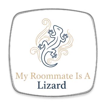 Mon colocataire est un lézard - Magnet carré - blanc - Devant