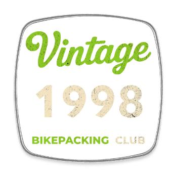 Vintage 1998 – Bikepacking Club Retro Birth Year - Square fridge magnet - white - Front