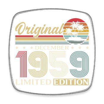66. Geburtstag Original Dezember Jahrgang 1959 - Viereckiger Kühlschrankmagnet - Weiß - Vorne