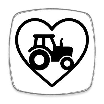 Heart Tractor – Farmer Passion Design - Viereckiger Kühlschrankmagnet - Weiß - Vorne