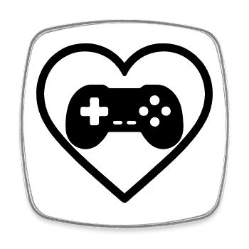 Heart Retrogaming – Vintage-Controller-Design - Viereckiger Kühlschrankmagnet - Weiß - Vorne