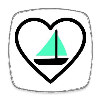 Cuore Vela – Passione Navigazione - Magnet carré - blanc - Devant