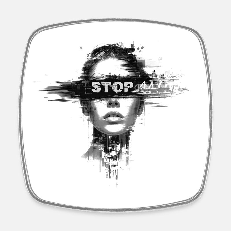 Stop Violence - Square fridge magnet - white