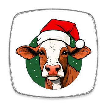 Kühe Weihnachten / Weihnachtsmann Rind - Viereckiger Kühlschrankmagnet - Weiß - Vorne