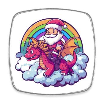 Drache Weihnachtsmann Weihnachten - Viereckiger Kühlschrankmagnet - Weiß - Vorne