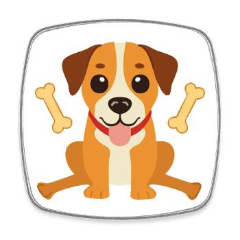 Happy Dog Cartoon Motif - Square fridge magnet - white - Front