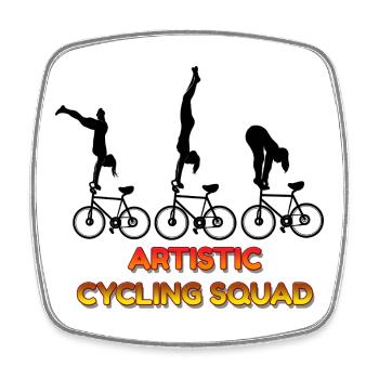 Cyclist Squad Acrobatic Stunt Riders Team Art Fun - Square fridge magnet - white - Front