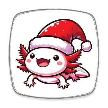 Süßer Weihnachts Axolotl Mit Weihnachtsmütze Für - Viereckiger Kühlschrankmagnet - Weiß - Vorne