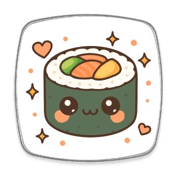 Sushi Roll Costume Assorti Sushi - Magnet carré - blanc - Devant