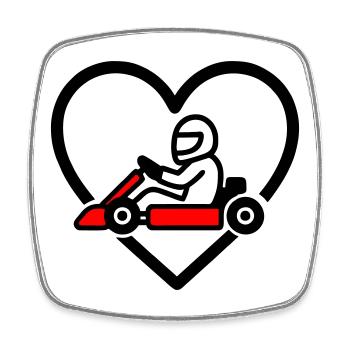 Karting Heart – Leidenschaft und Geschwindigkeit - Viereckiger Kühlschrankmagnet - Weiß - Vorne