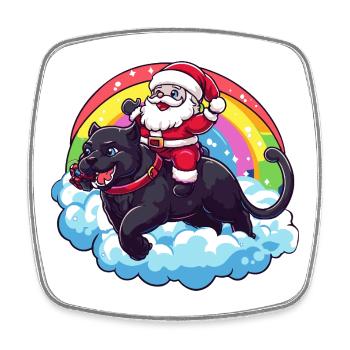 Panther Weihnachtsmann Weihnachten - Viereckiger Kühlschrankmagnet - Weiß - Vorne