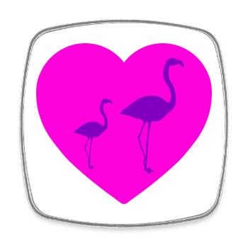 Flamants roses - Magnet carré - blanc - Devant