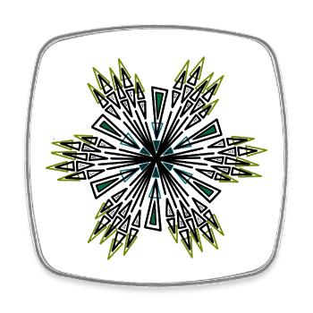 Étoile géométrique en spirale bleu-vert - Magnet carré - blanc - Devant