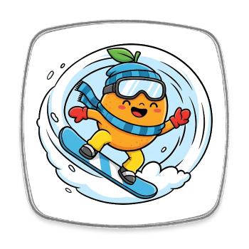 Snowboarding Orange Winter Snowboard Fun - Square fridge magnet - white - Front