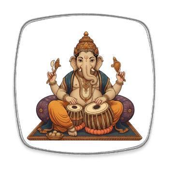 Ganesha Tabla - Square fridge magnet - white - Front