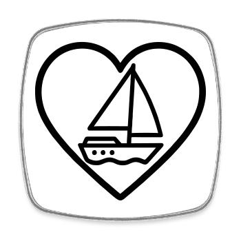 Cuore Vela – Passione Navigazione - Magnet carré - blanc - Devant