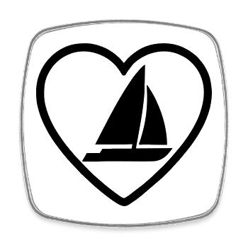 Catamaran Heart – Segel-Leidenschaft - Viereckiger Kühlschrankmagnet - Weiß - Vorne
