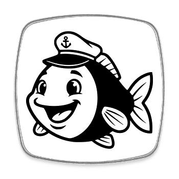 Fischschwarm Kreis Haken Angeln - Viereckiger Kühlschrankmagnet - Weiß - Vorne