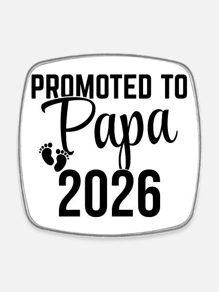 Promu Papa 2026 – Futur Père Design - Magnet carré - blanc