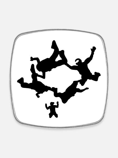 parachutisme - Magnet carré - blanc