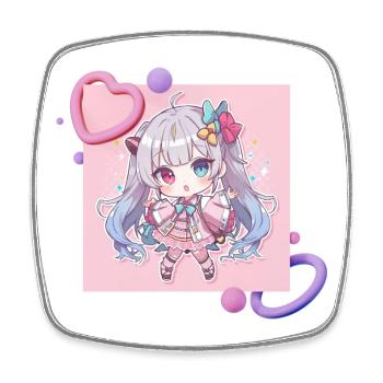 Pastell-Chibi Herzakzent - Viereckiger Kühlschrankmagnet - Weiß - Vorne
