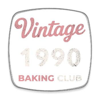 Vintage 1990 – Baking Club Retro Birth Year - Square fridge magnet - white - Front