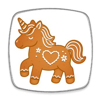 Cute gingerbread unicorn for winter moments - Square fridge magnet - white - Front