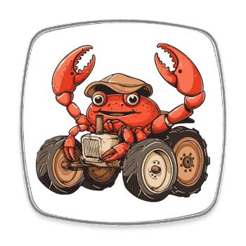 Crab Crab Tractor Farmer - Square fridge magnet - white - Front