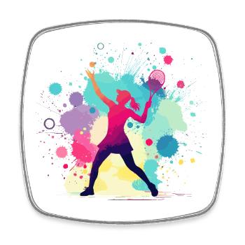Tennis, Joueuse de tennis féminine, Graphique de tennis - Magnet carré - blanc - Devant