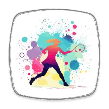 Tennis, Joueuse de tennis féminine, Graphique de tennis - Magnet carré - blanc - Devant