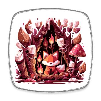 Renard dans l’incendie de forêt champignon - Magnet carré - blanc - Devant