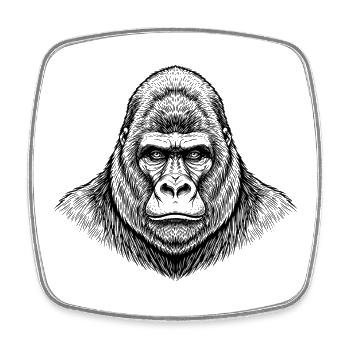 Gorilla - Square fridge magnet - white - Front