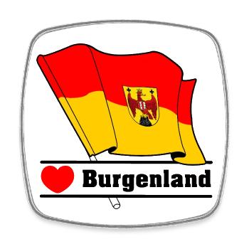 Drapeau du Burgenland avec le cœur - Magnet carré - blanc - Devant