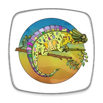 Chameleon - Square fridge magnet - white - Front